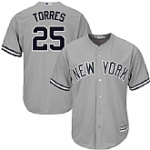 Yankees 25 Gleyber Torres Gray Cool Base Jersey Dzhi,baseball caps,new era cap wholesale,wholesale hats